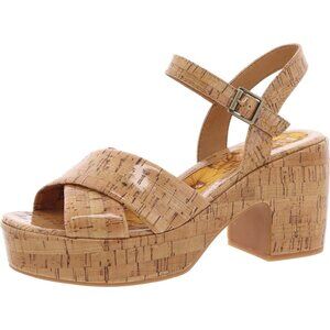 Almost New Calda Kork-Ease Strap Block Heel Cork Tan Sandals Comfy Womens